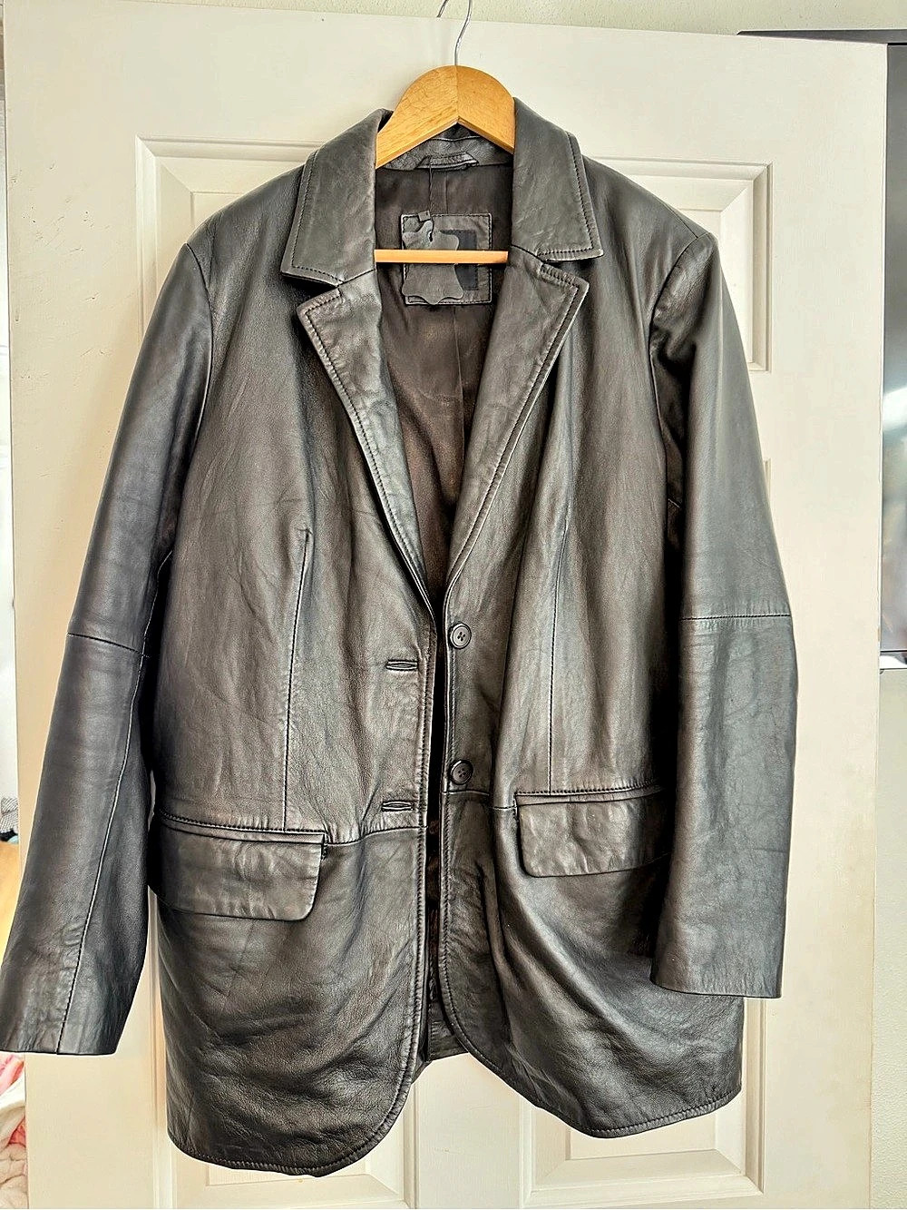 Nasty Gal Leather oversized Blazer Jacket in Black Size 6